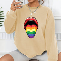 Autumn And Winter European And American Rainbow Lip Printings Men's And Women's Long Sleeves