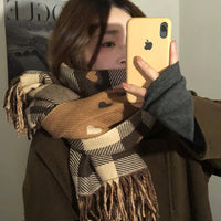 Love Plaid Scarf Female Winter Korean Version To Keep Warm