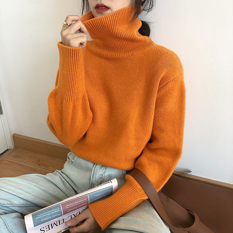 Turtleneck Sweater Women's Pullover Loose Long Sleeves