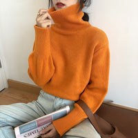 Turtleneck Sweater Women's Pullover Loose Long Sleeves