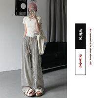 Two-tone Vertical Stripes Thin High Waist Casual Loose Wide Leg Pants