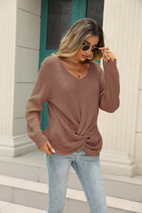 Women's V-neck New Pure Color Simple Fashion Sweater