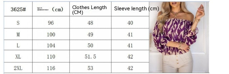 Women's Fashion Sexy Off-the-shoulder Printed Shirt T-shirt