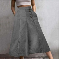 New Style Decorative Buckle Irregular Stripes Loose Loose Casual Wide-Leg Trousers