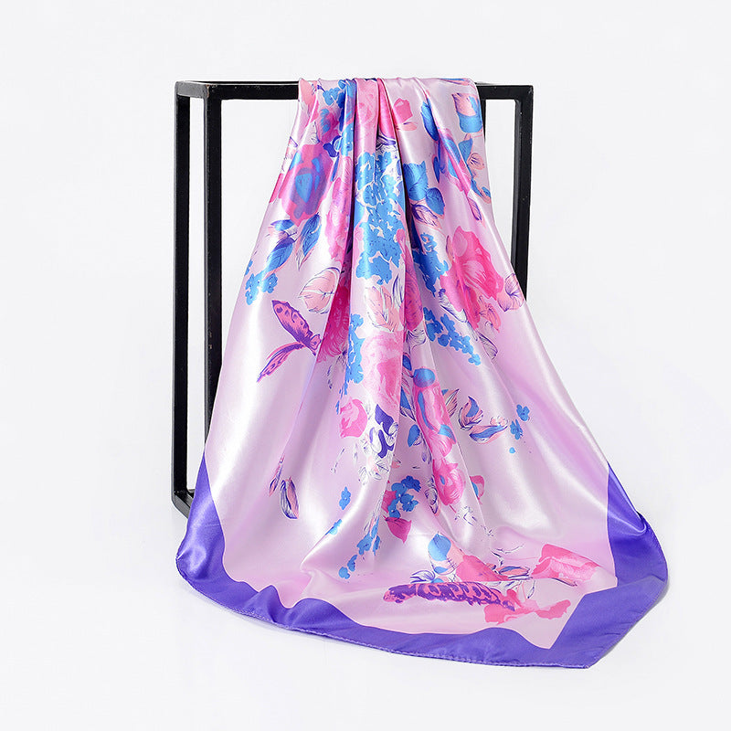 New Elegant Court Rose Silk Satin Large Kerchief Multi-color For Selection