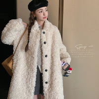 Mid-length Winter Circle One-piece Lamb Wool Coat