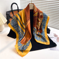 Fashion Luxury Silk Scarf Color Block Printed Twill Silk Large Kerchief