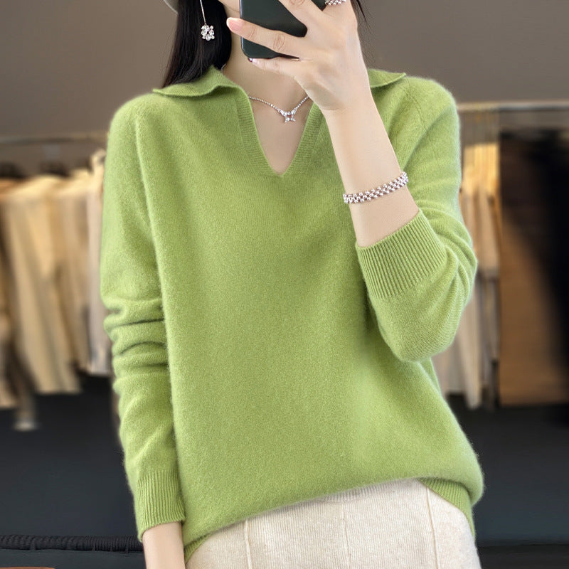 Pure Wool Idle Style Knitted Bottoming Shirt High-grade Top