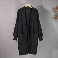 New Knitted Mid Length Cardigan Coat Loose Versatile Women's Sweater