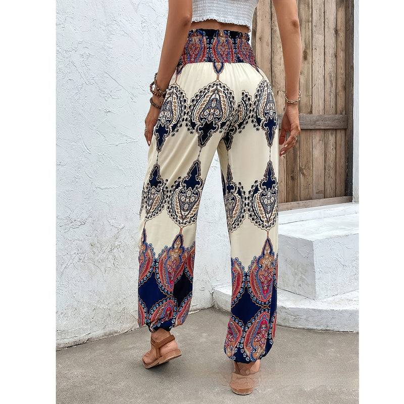 Ladies' National Style Fashion Casual Printed Pants