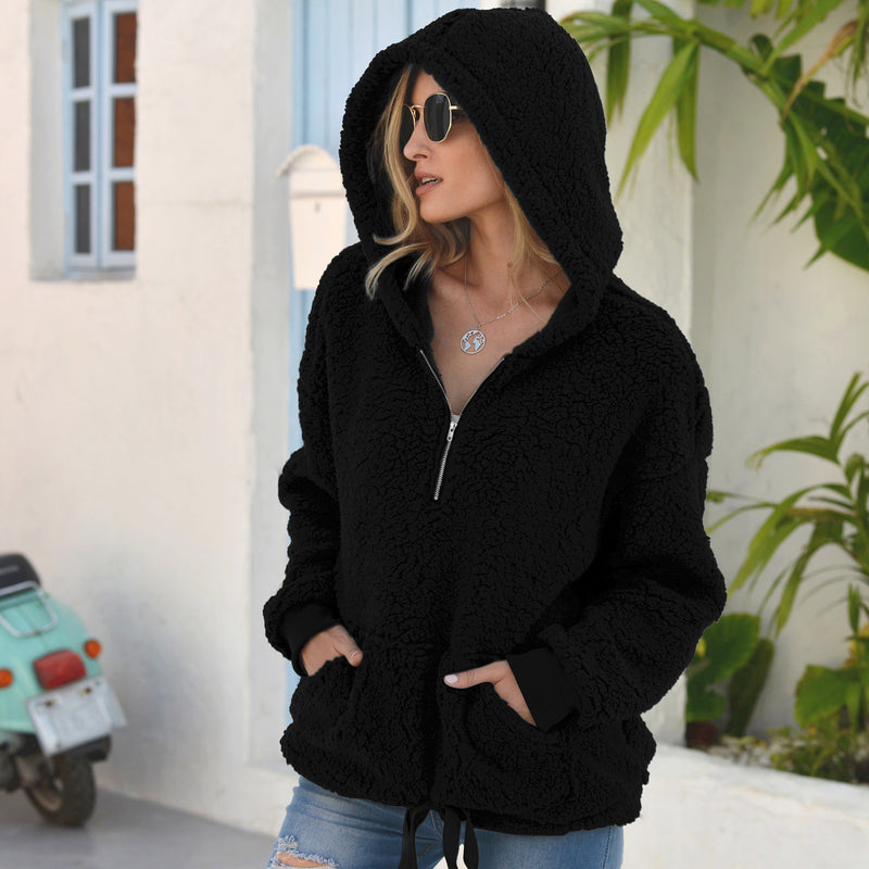 Loose Plush Pullover Socket Solid Color Sweater Coat Women's Clothing