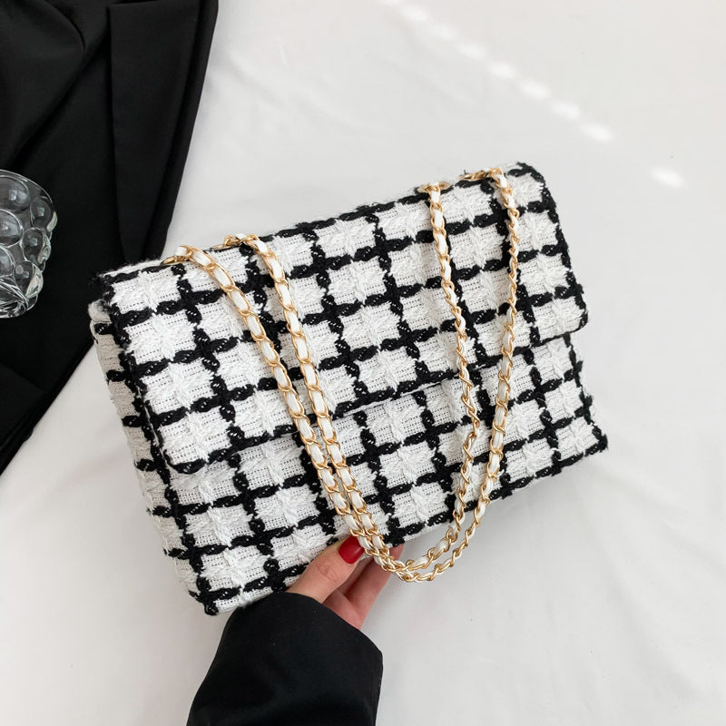 Women's Autumn Fashion Check Pattern Shoulder Bag