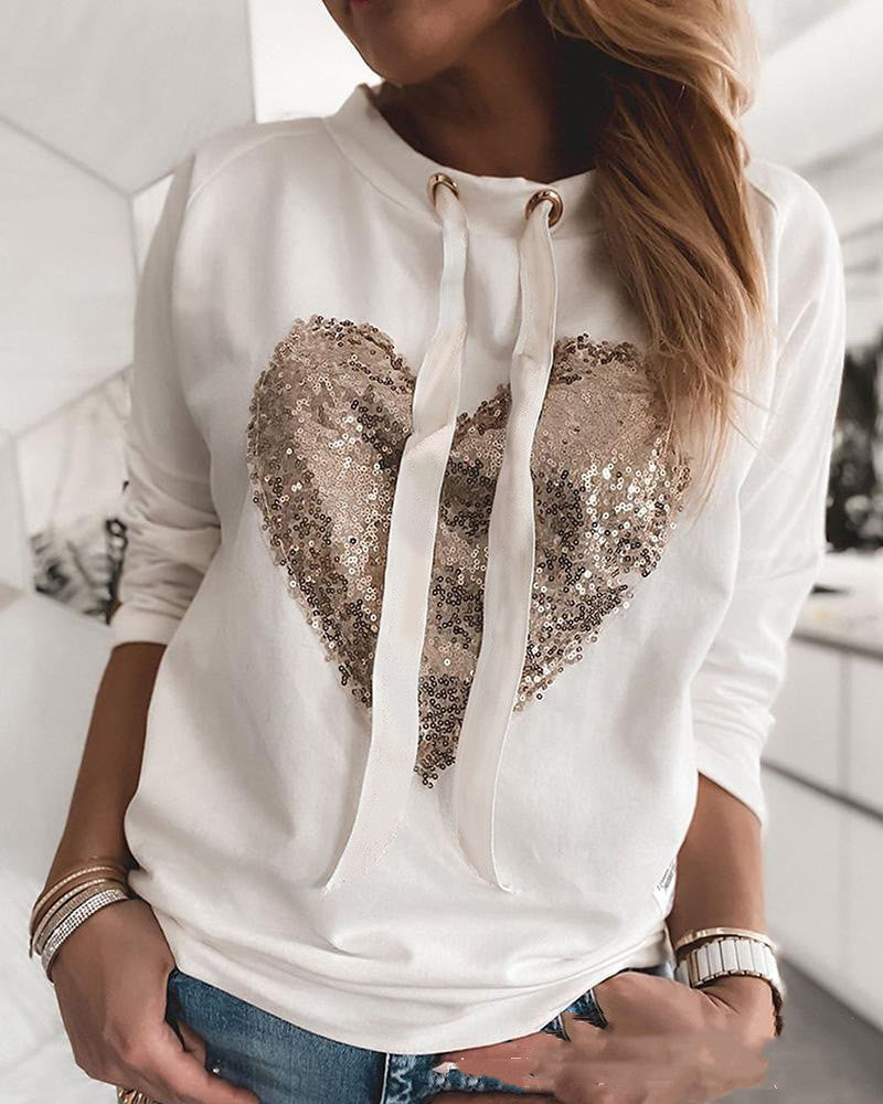 Women's Sequin Patch Casual Long-Sleeved Sweater