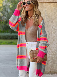 Striped Cardigan Sweater European And American Leisure Loose Knitted Coat