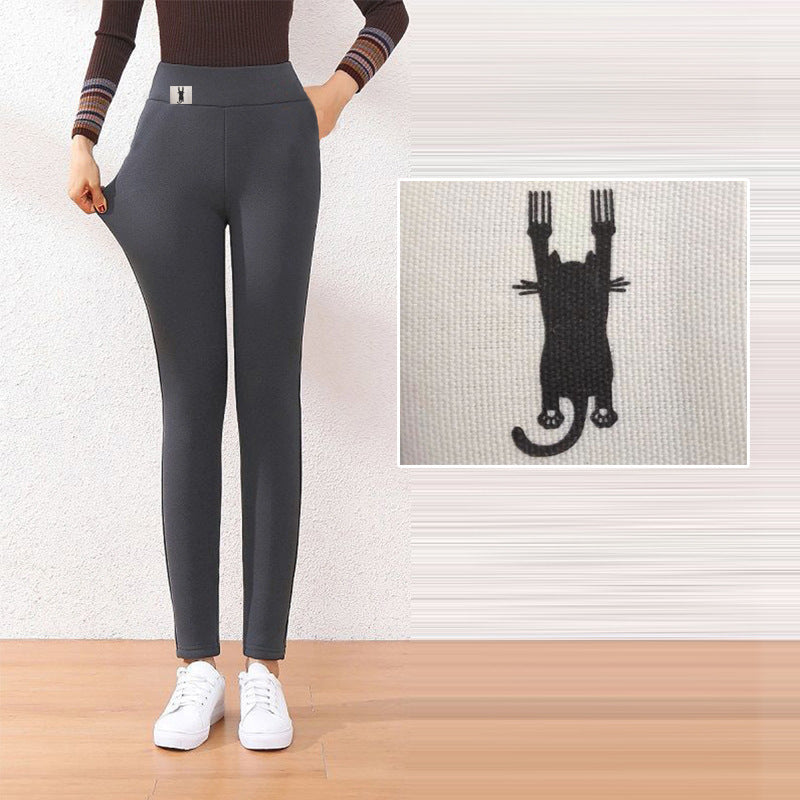 Women's Fashion Simple High-waisted Tight-fitting Warm Pants