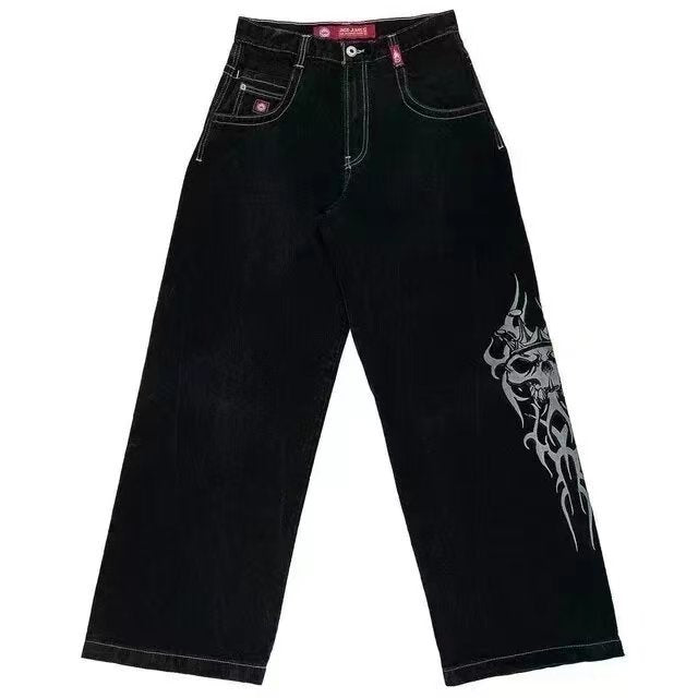 Men's American Retro Printed Washed Jeans