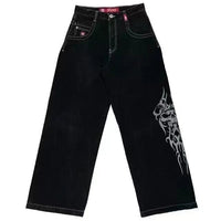 Men's American Retro Printed Washed Jeans