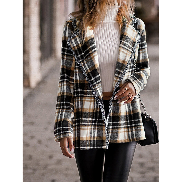 Women's Fashion Casual Plaid Jacket