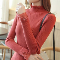 Women's Lace Solid Color Bottomed Sweater