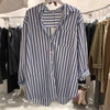 Vertical Striped Long-sleeved Shirt For Women All-matching Jacket Tops