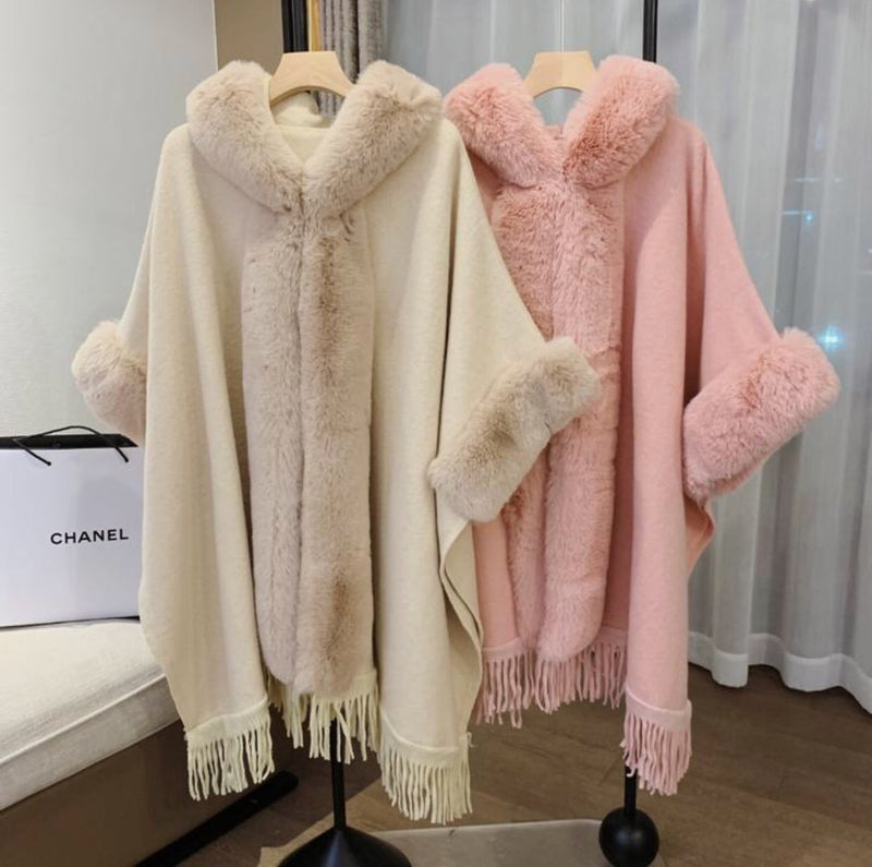 Knitted Cardigan Coat Cloak Shawl