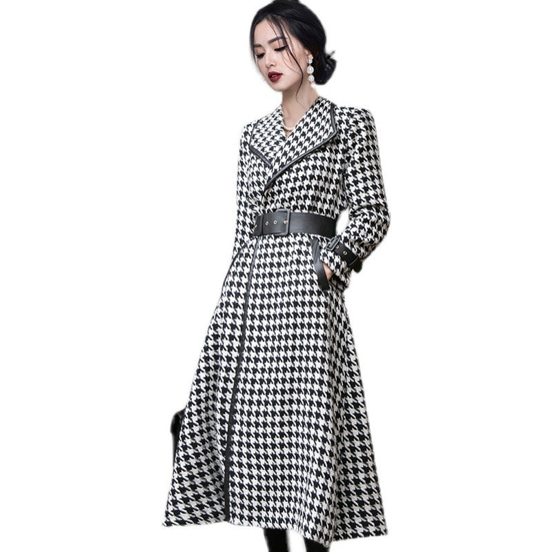 Western Style Lapel Waist Waist Fashionable Long Coat