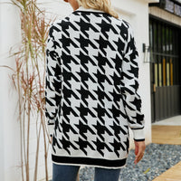 Autumn And Winter New V-neck Houndstooth Cardigan Sweater