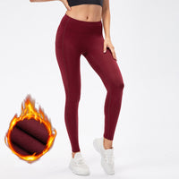 Warm High Waist Tight Pocket Running Training Pants