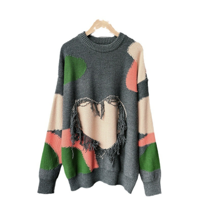 Women's Loose Pullover Multicolor Idle Style Autumn Top