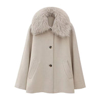 Lapel Wool Blended Woolen Slim Coat