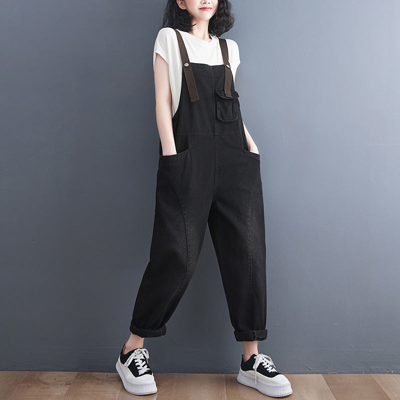 Women's Korean Version Of The New Spot Strap Spring Jeans