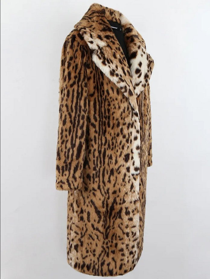 European And American Leather Fur Coat Leopard Fur Extended Artificial Wool