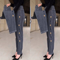 Women's Plus Size Thin High Waist Stretch Jeans