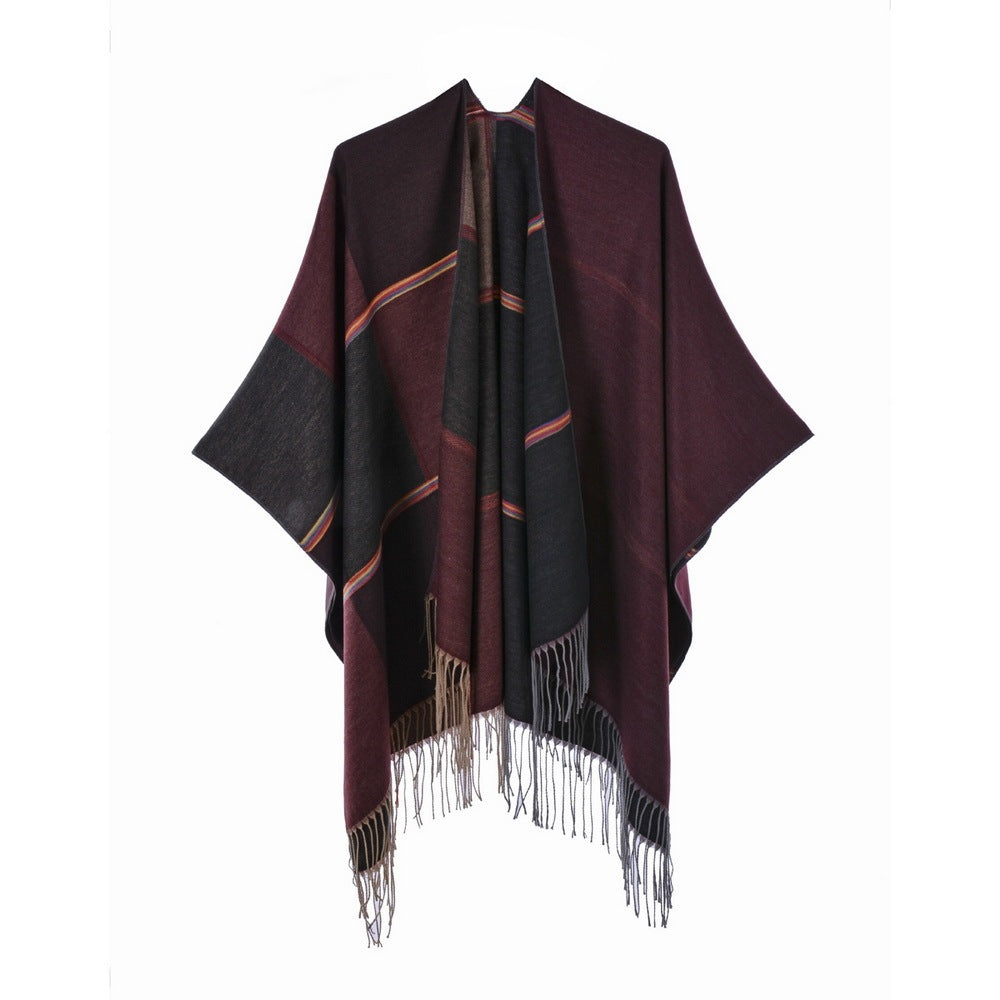 New Temperament Gentle Retro Fashion Jacquard Thickened Warm Shawl