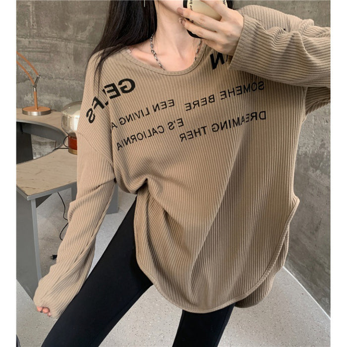 Long Sleeve T-shirt Versatile Side Split Undercoat