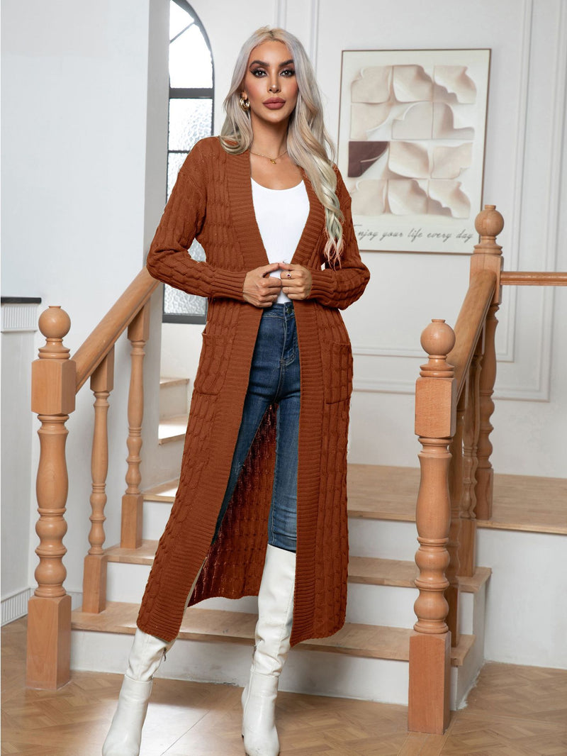 Women's Twist Pocket Long Knitted Cardigan Sweater