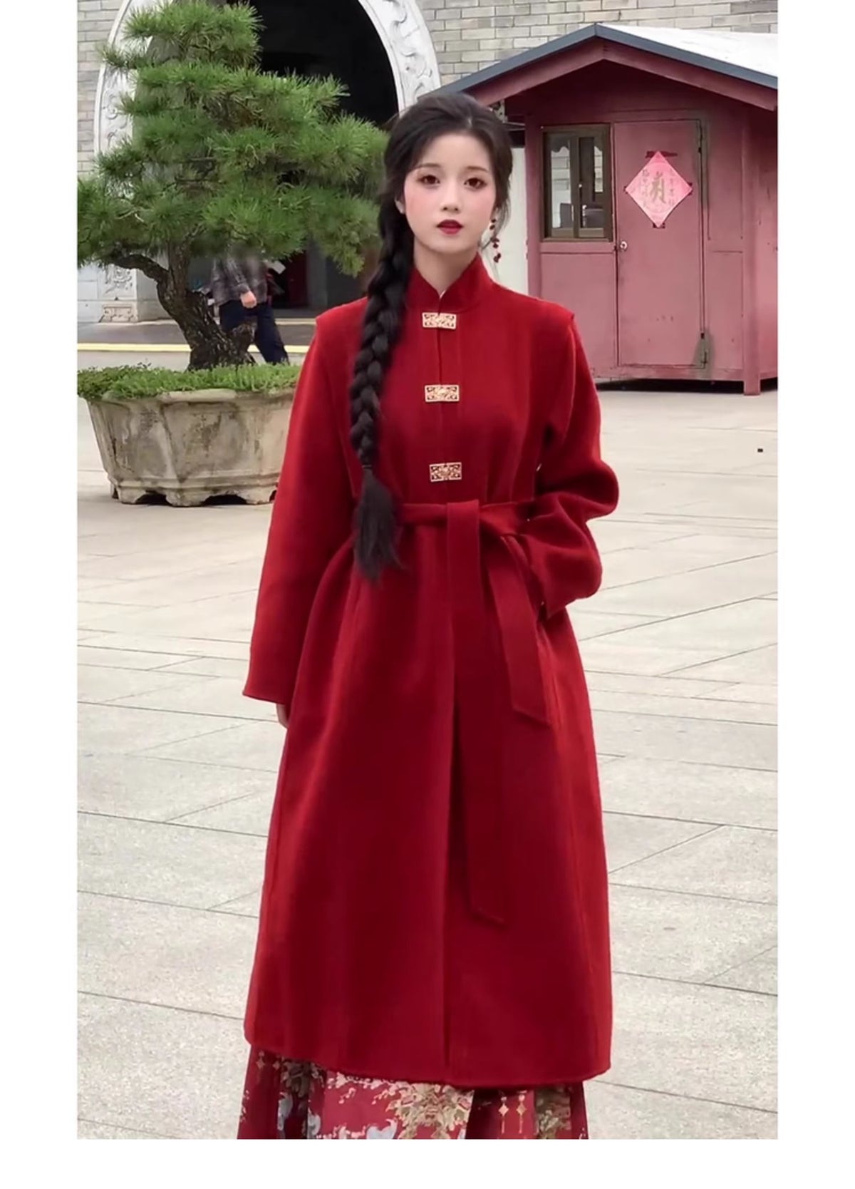 Marriage Red Woolen Coat Woman