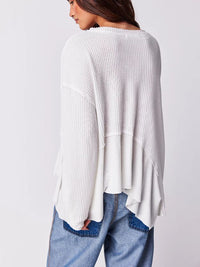 Women's Waffle Loose Stitching Irregular Sweater