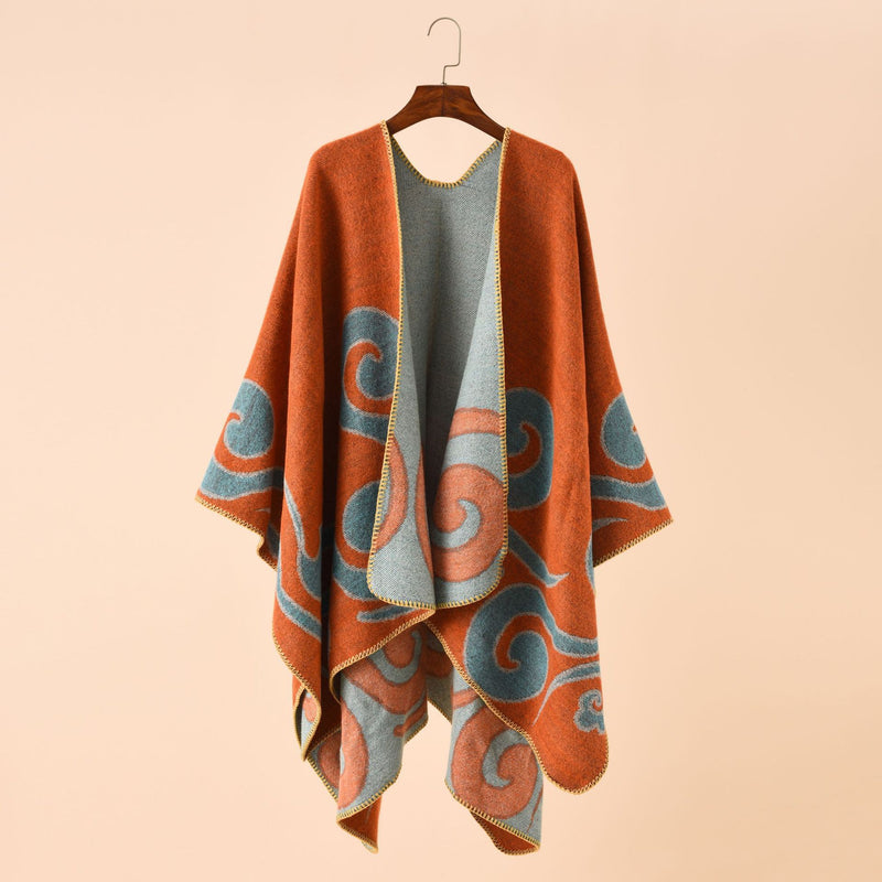 European And American Street Auspicious Clouds Pattern Herringbone Cashmere Warm Shawl