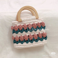 Cloth Line Crochet Knitting Tulips Handbags