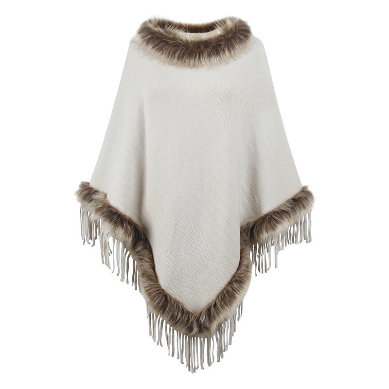 Mao Mao Yu Foreign Trade Knitted Tassel Cloak For Women