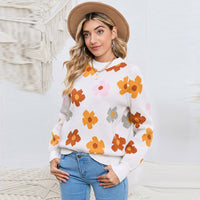 Knitted Thread Pullover Women's Flower