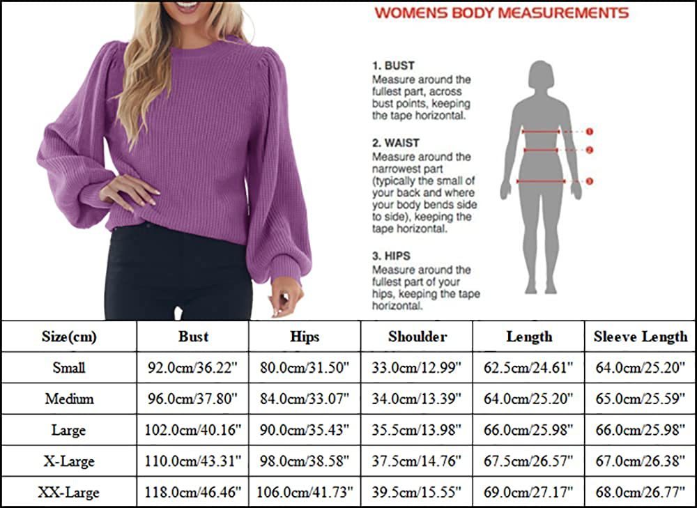 Women's Bubble Long Sleeve Oversized Casual Round Neck Rib Thick Knitted Loose Pullover