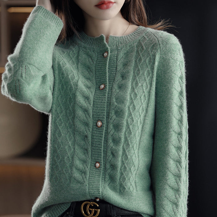 Women's Thin Cashmere Sweater Raglan Round Neck Temperament Sweater