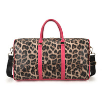 Large Capacity Leopard Print Contrast Tote Bag Shoulder Gym Bag