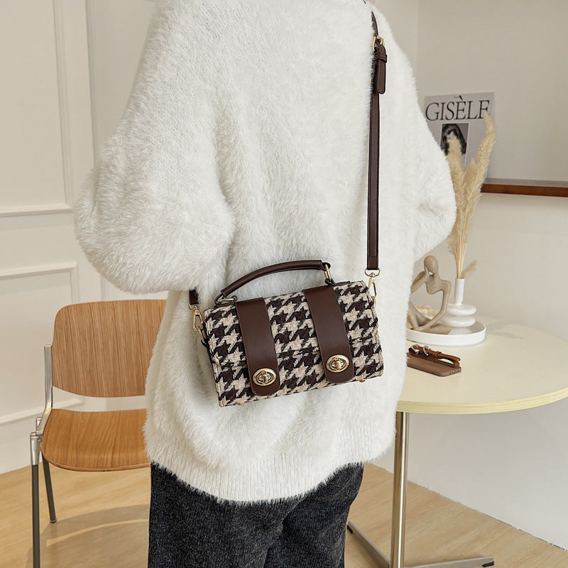 Fashion Bag Female Houndstooth Boston