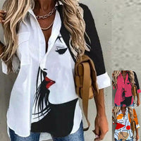 Personalized Fashion Long Sleeve Lapel Print Shirt