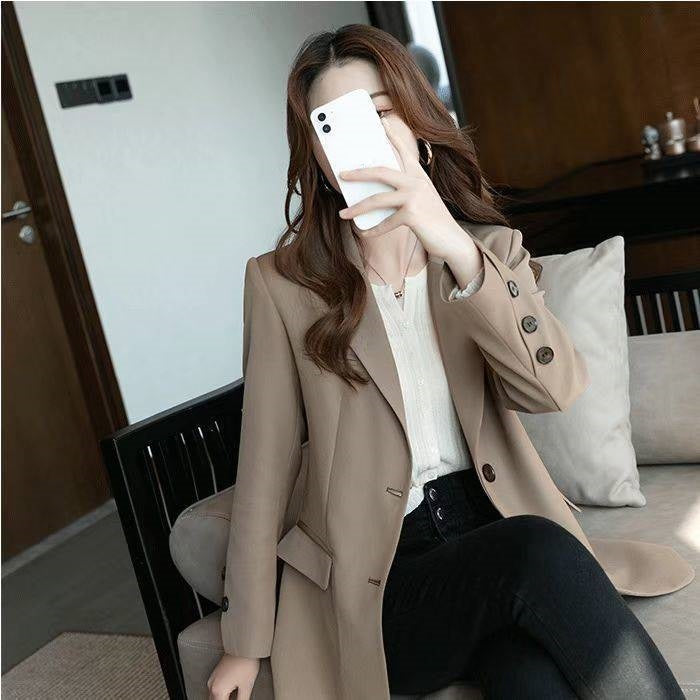 Loose Leisure All-matching Mid-length Suit Top For Women