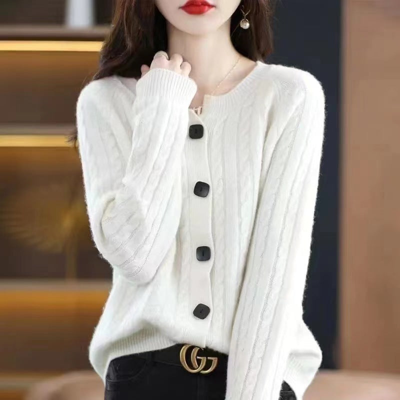 Cardigan Loose Cable-knit Sweater Base Sweater Coat Top