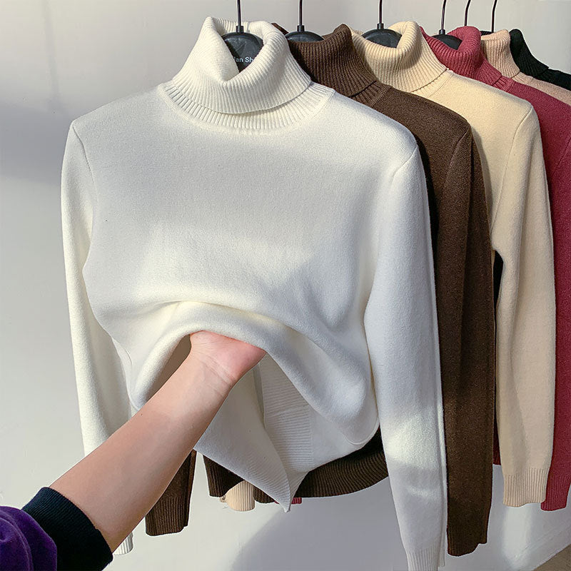 Turtle Neck Winter Sweater Women Elegant Thick Warm Female Knitted Pullover Loose Basic Knitwear